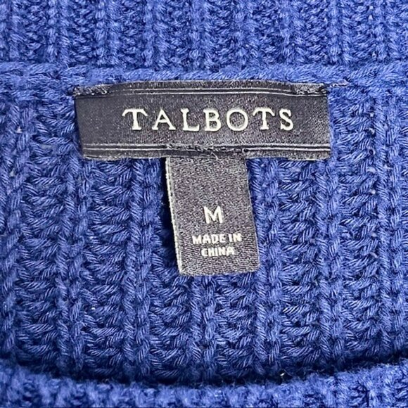 Talbots 100% Cotton Striped Sweater, Side Tie Detail - Navy/Ivory - M - Picture 6 of 8